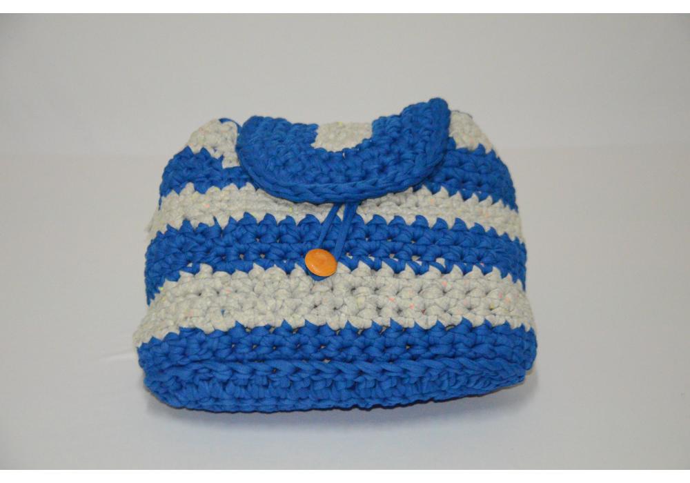 Crochet Hand Made bag|Beach -Holiday- School -Travel Bag|Blue & Grey